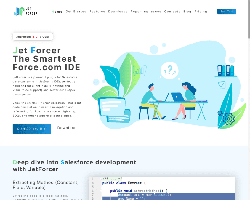 JetForcer company homepage snapshot