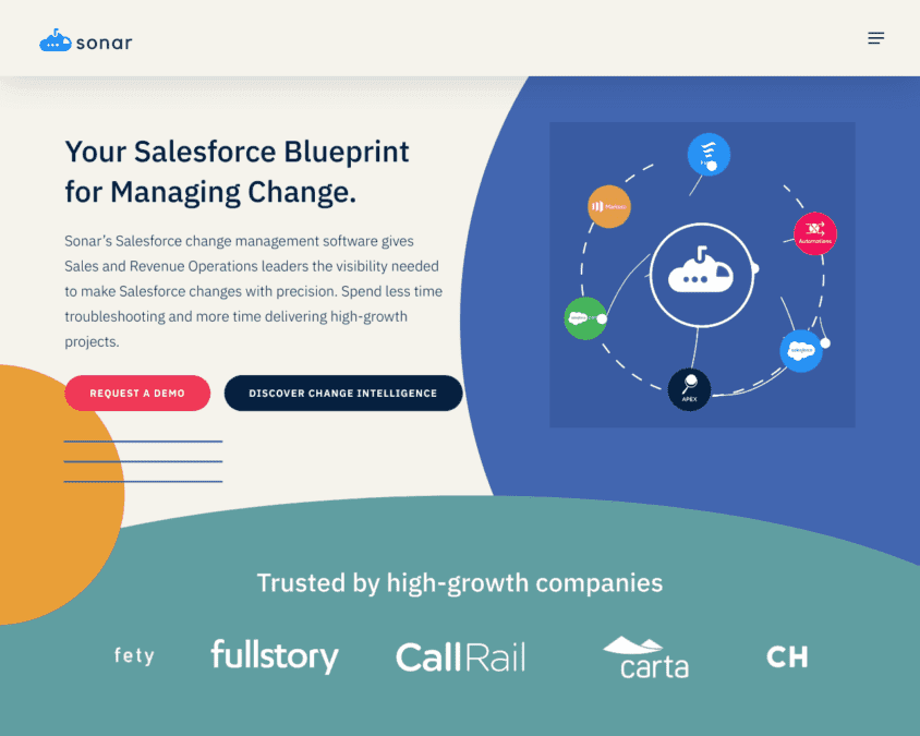 Sonar company homepage snapshot
