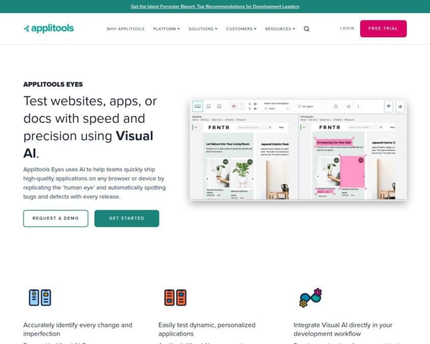 Applitools Eyes Home Page
