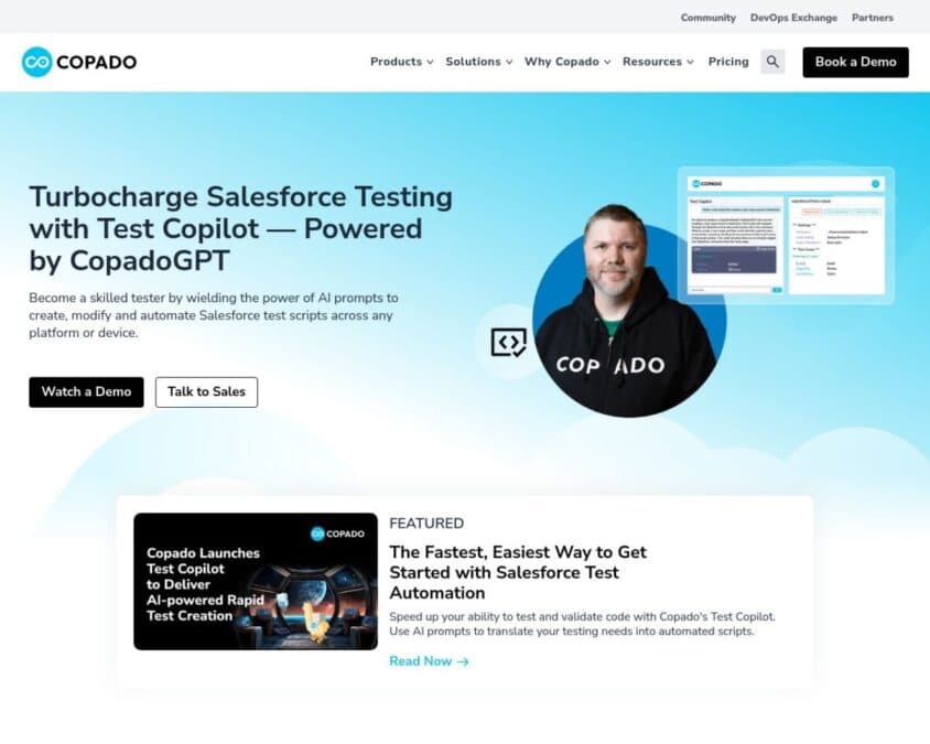 Copado Test Copilot Home Page