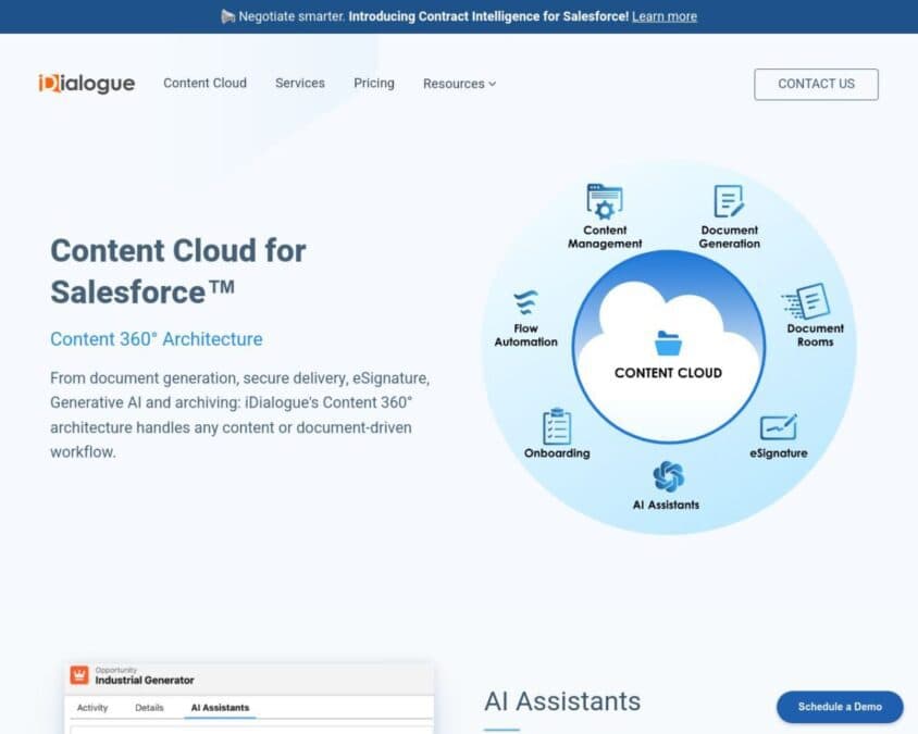 iDialogue Content Cloud for Salesforce Home Page
