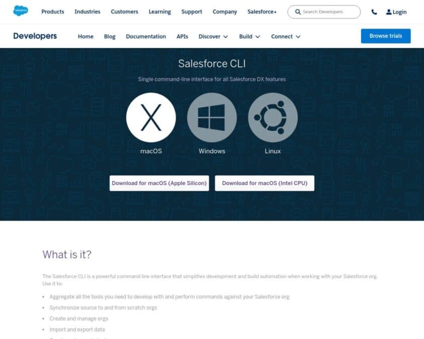 Salesforce CLI Home Page