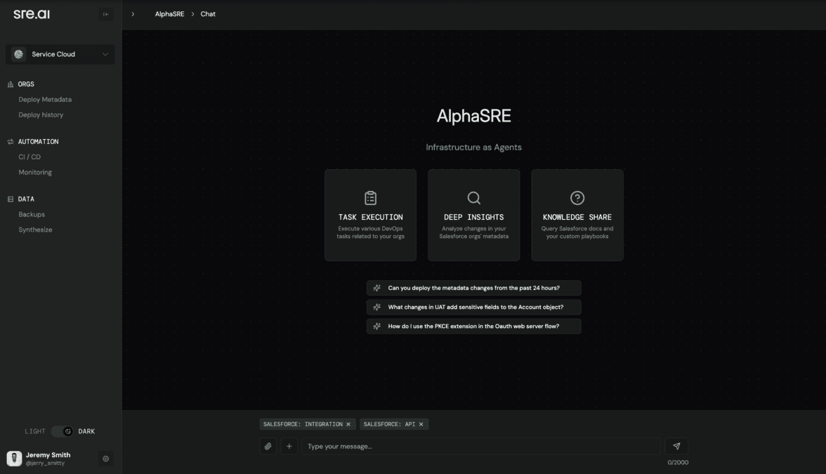 AlphaSRE provides infrastructure as agents, offering task execution, deep insights, and knowledge sharing. Simplified chat-based DevOps queries enhance productivity and streamline operations.