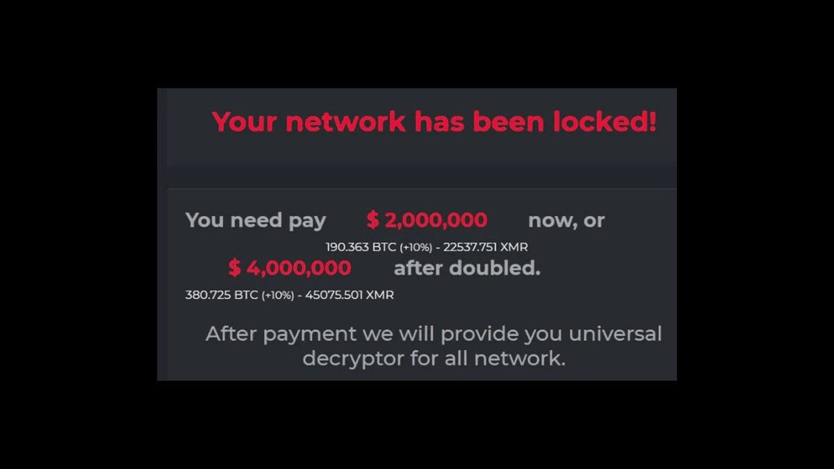 Screenshot of a darkside threat