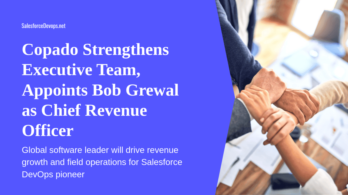 Copado announces the appointment of Bob Grewal as Chief Revenue Officer. This strategic move will further empower the global software leader in its revenue growth and operational strategies, strengthening its position as a pioneer in Salesforce DevOps solutions