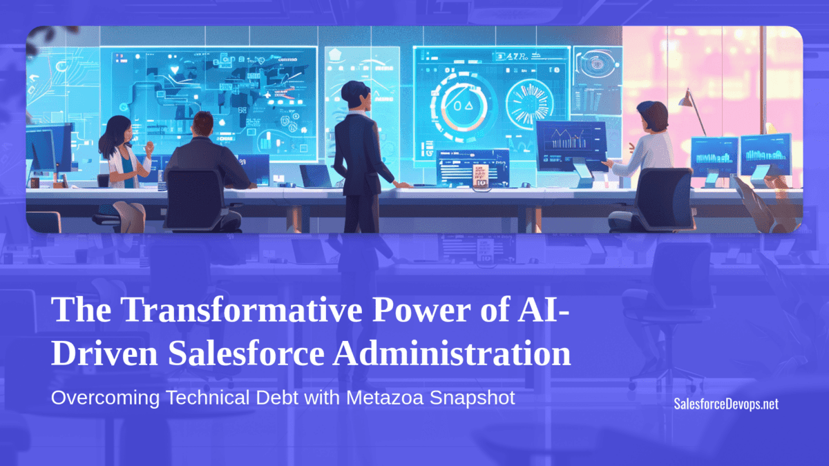 A dynamic office scene showing Salesforce administration