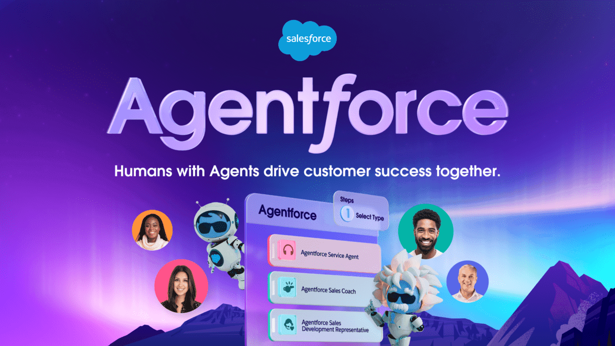 Salesforce Agentforce: Empowering humans with AI agents to drive customer success together, offering roles like service agent, sales coach, and development representative