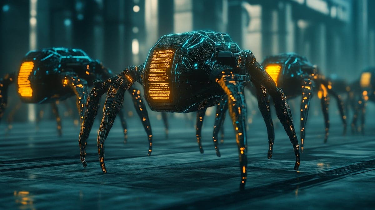A futuristic depiction of a digital network with glowing nodes representing metadata and AI agents, set against a sleek, high-tech background with a focus on integration and automation.