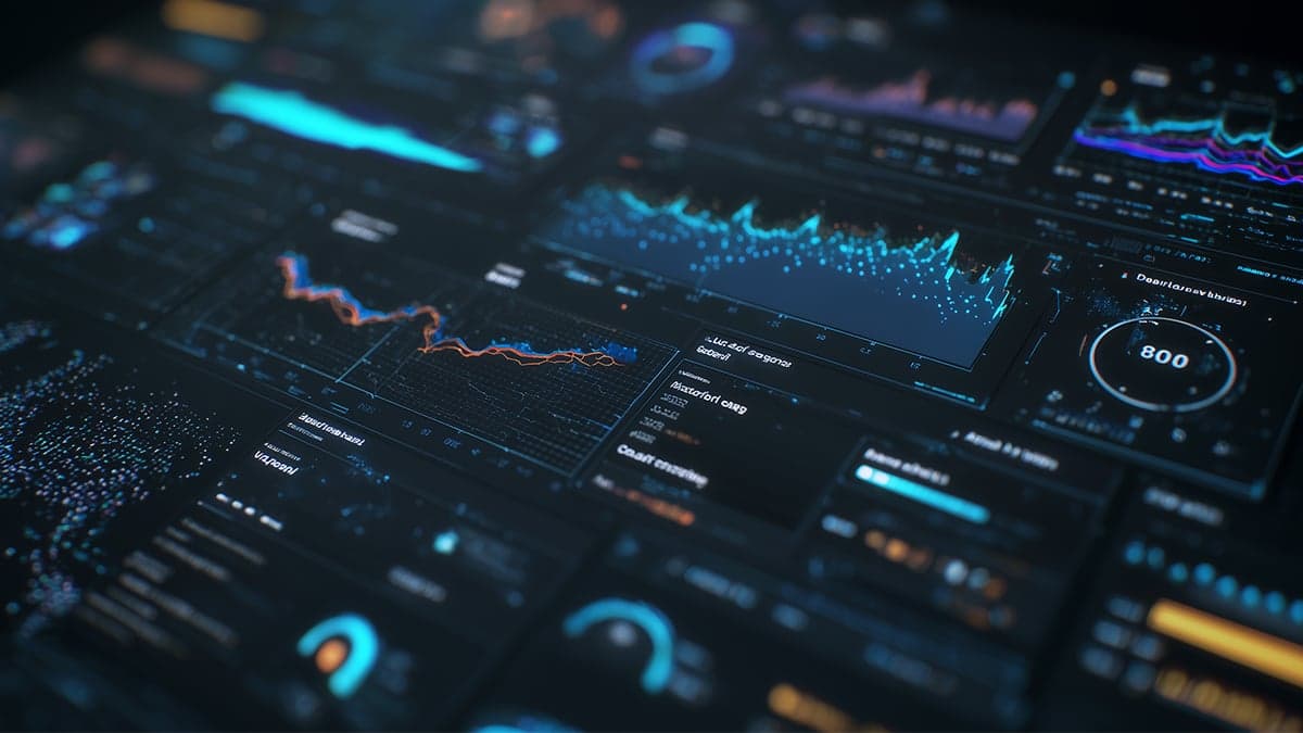 Enterprise observability dashboard showing analytics dashboards, KPI tracking, and session monitoring metrics for autonomous AI agent systems