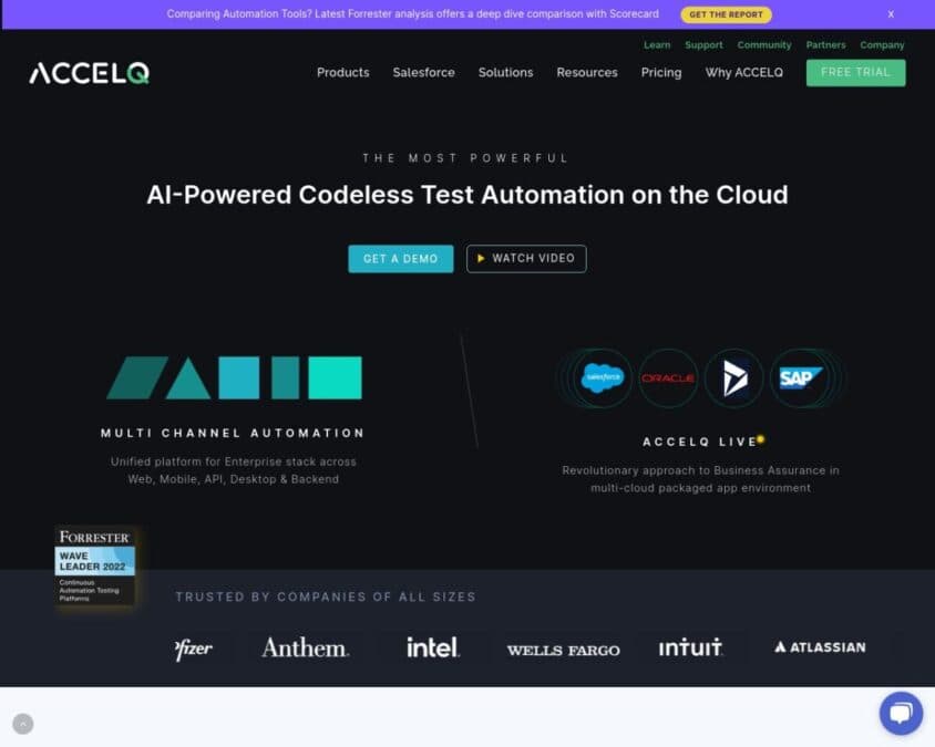 ACCELQ company homepage snapshot