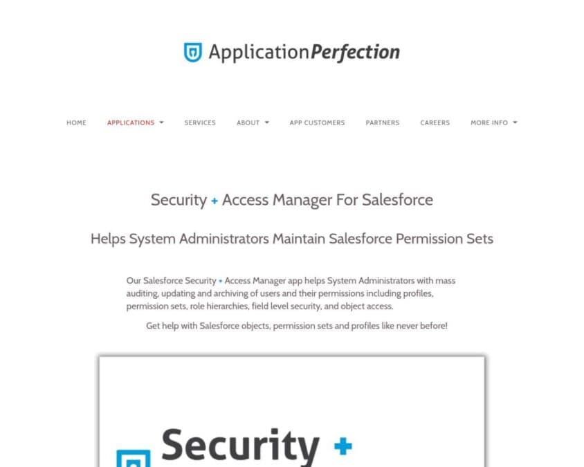 Application Perfection Security Access Manager Home Page