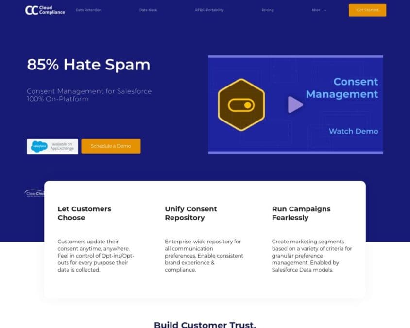 Cloud Compliance Consent Management Home Page