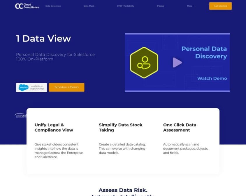 Cloud Compliance Personal Data Discovery Home Page