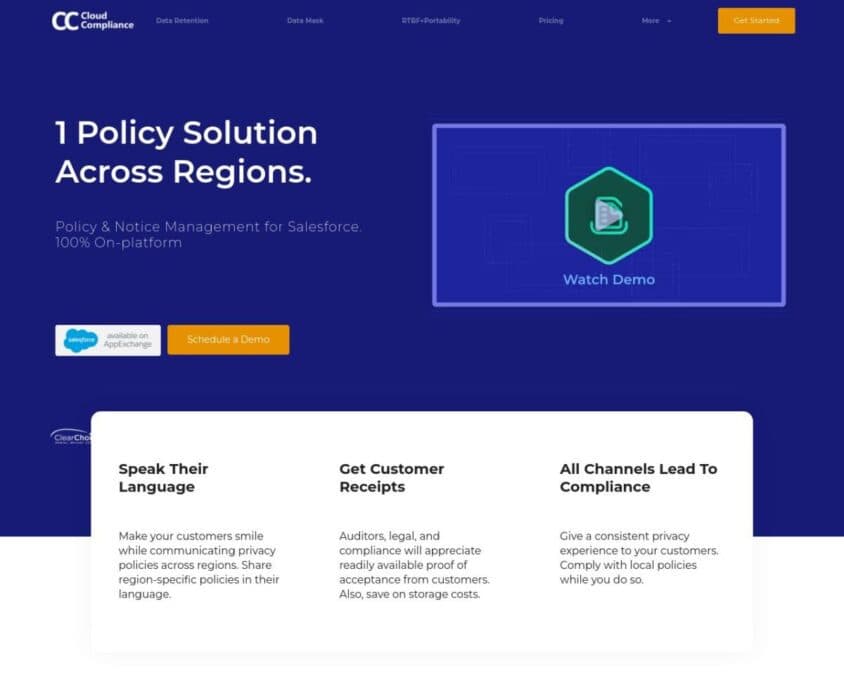 Cloud Compliance Policy & Notice Management Home Page