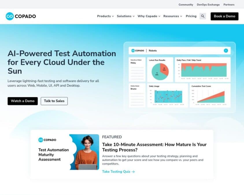 Copado Robotic Testing Home Page