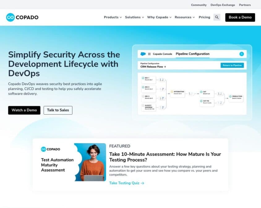 Copado Platform Homepage Screenshot