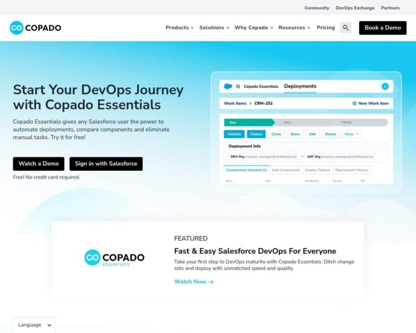 Copado Essentials Home Page