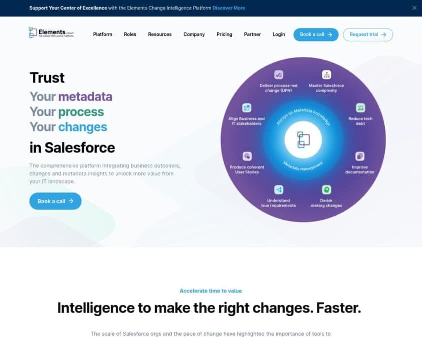 Elements.cloud company homepage snapshot