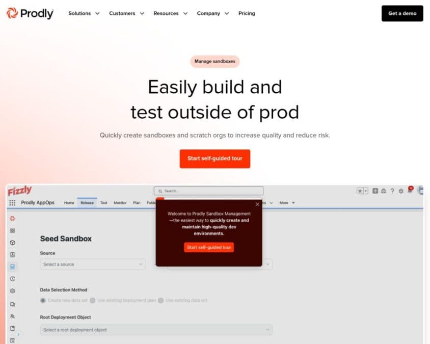 Prodly Sandbox Management Home Page