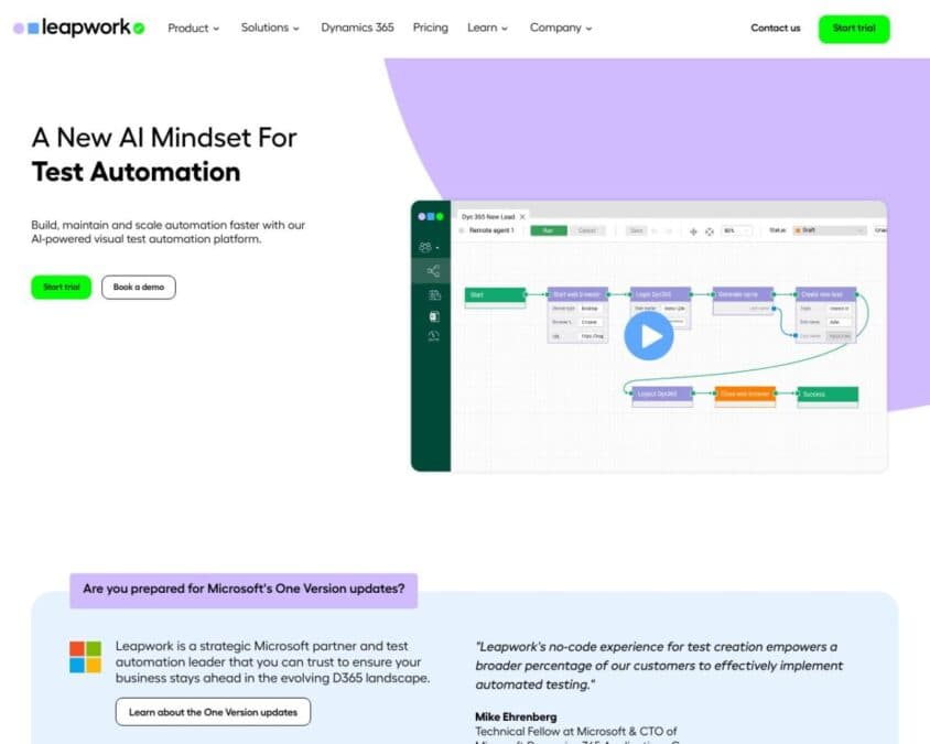 Leapwork company homepage snapshot