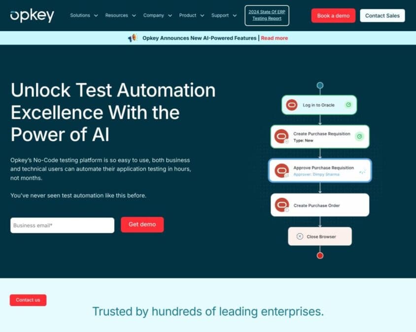 OpKey company homepage snapshot