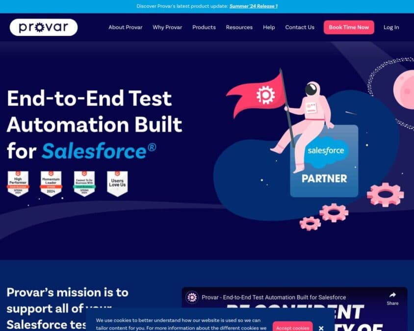 Provar Testing company homepage snapshot