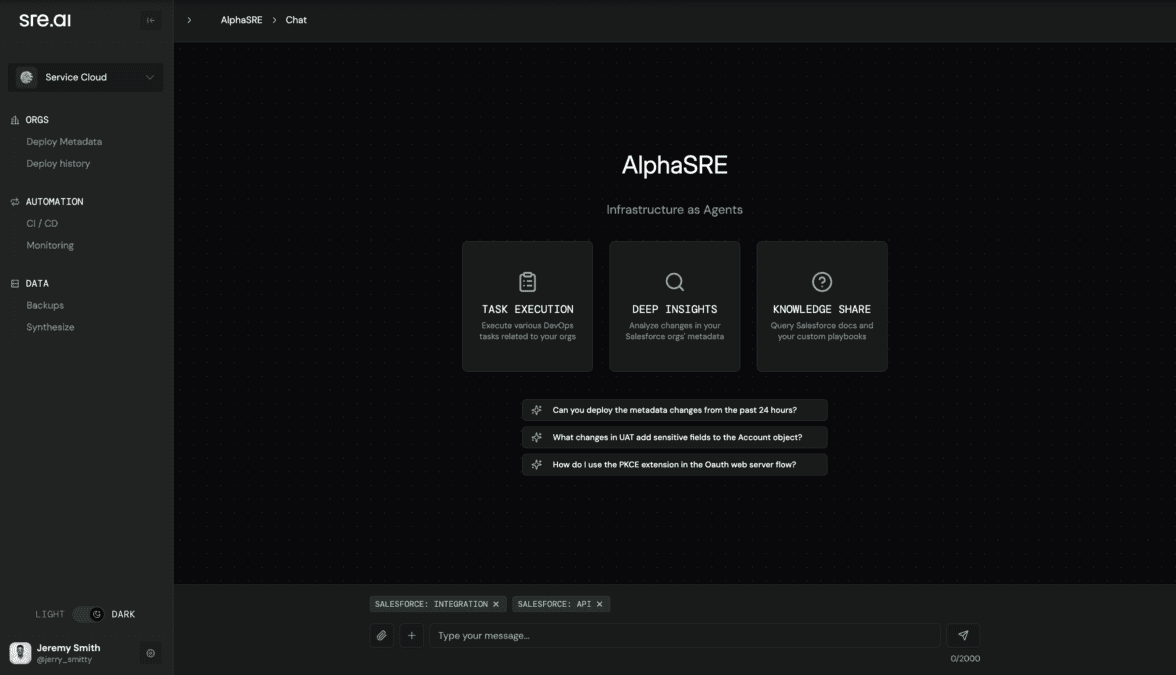 AlphaSRE provides infrastructure as agents, offering task execution, deep insights, and knowledge sharing. Simplified chat-based DevOps queries enhance productivity and streamline operations.